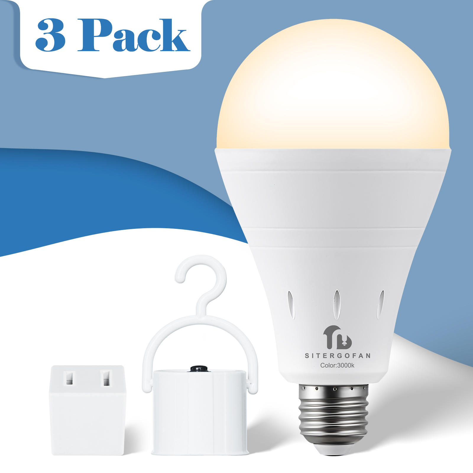 Emergency Rechargeable Light Bulb for Power Outages, 9W Warm White 3000K Self-charging Light Bulb 1200mAh Battery Backup Light Bulbs for Daily,Home Emergency,Outdoor Portable Use