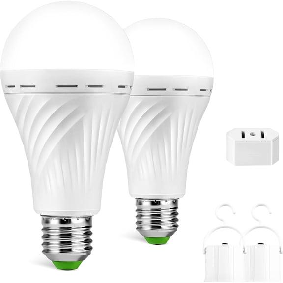 Emergency-Rechargeable-Light-Bulb, Stay Lights Up When Power Failure, 1500mAh 12W LED Light Bulbs for Home, Camping, Hiking 4 Pack