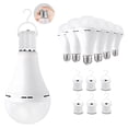 thumbnail image 1 of Emergency Rechargeable Light Bulbs 6 PCS, Keep Lighting When Power Failure, A21 9W 60W Equiv., Battery Operated Light Bulb with 1200mAh for Home Camping, Emergency Time 4-5 hrs(with Hook, Warm White), 1 of 8