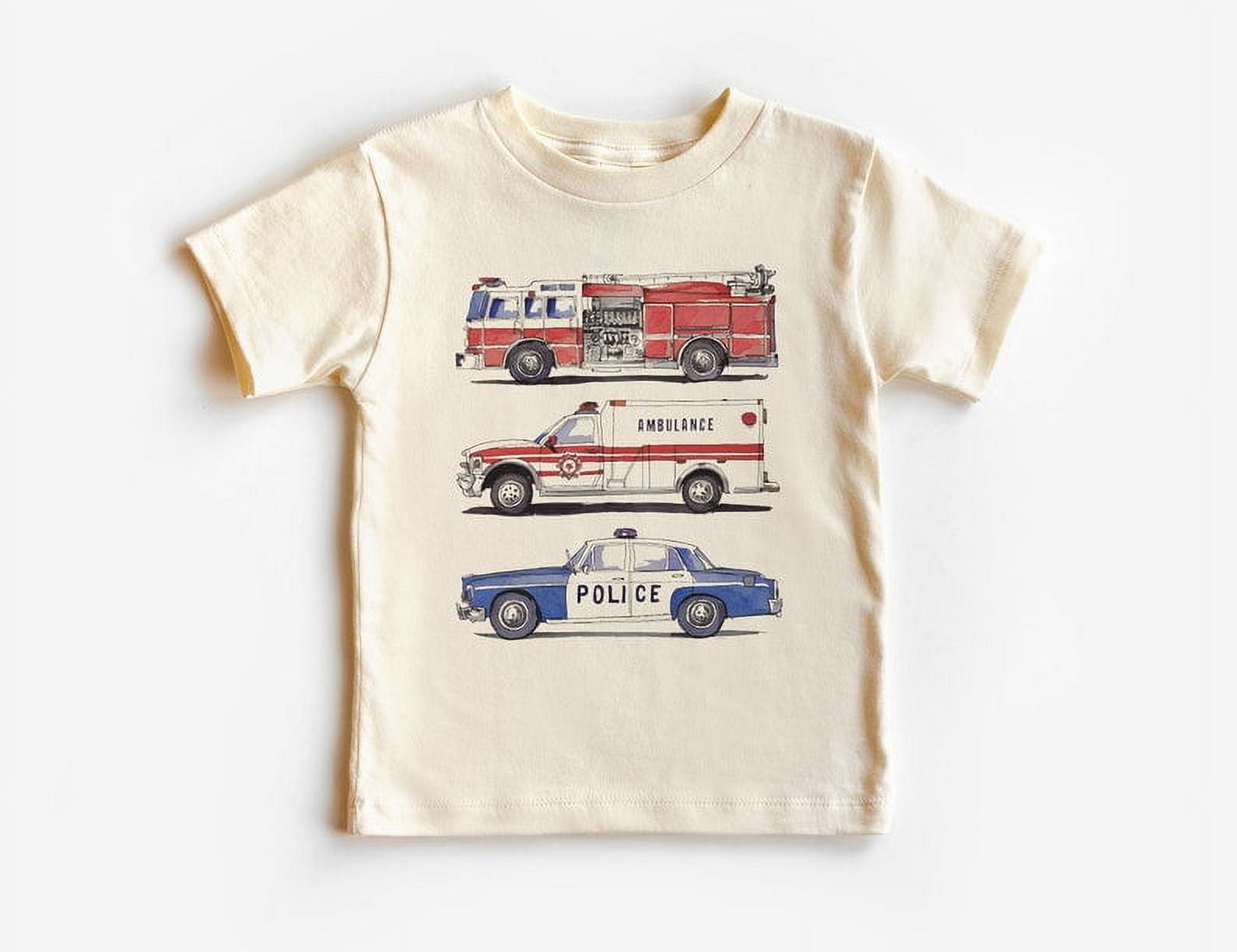 Emergency Rescue Vehicles Toddler Shirt - Police Car, Fire Truck 