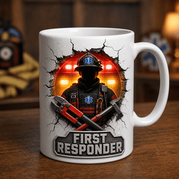 Emergency Responder Mug Personalized Firefighter Cup Gift for Dad or Husband