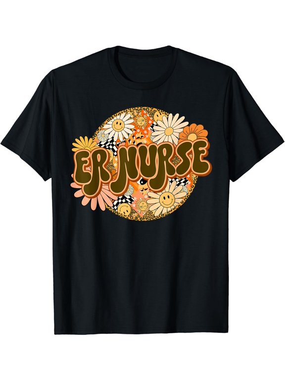 Emergency Room Nurse School Technician Er Doctor Groovy T-Shirt Size S-5XL