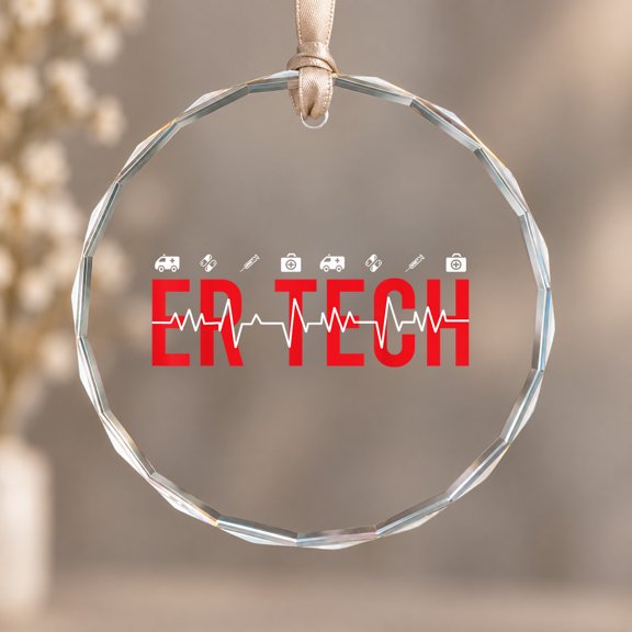 Emergency Room Technician ER Theme Ornament, Hanging Decor, Circle Glass Ornament