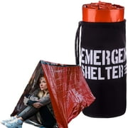 Emergency Shelter Emergency Tube Tent Reflective Mylar Survival Tent Includes Whistle, Compass and Survival Hook - Pack of 1