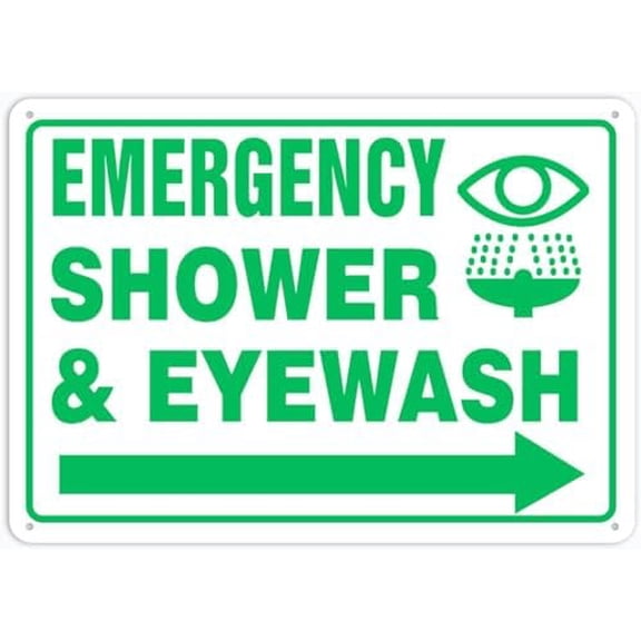 Emergency Shower Amp Eyewash Right Arrow Sign Restriction Alert Attention Caution Warning Notice Aluminum Metal Tin 8"X12" Sign Plate