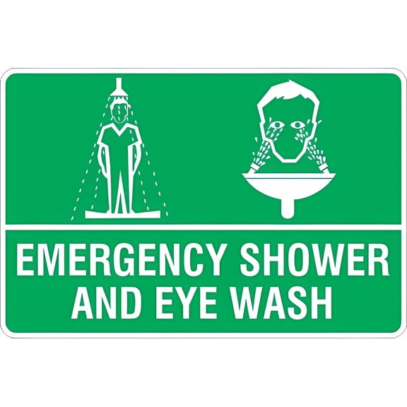 Emergency Shower And Eye Wash Safety Sign - 8"x12" Metal Tin Sign for Garage Man Cave Wall Decor, Lab, Chemical Area, Safety Station, Indoor Outdoor