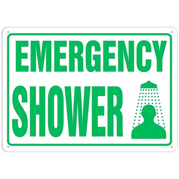 Emergency Shower Sign - 8"x12" Rust Free Aluminum Weatherproof Heavy Duty Security Sign for Home Or Business, Lab, Chemical Area, Safety Station