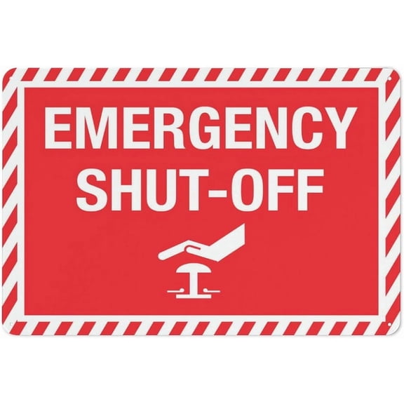 Emergency Shut Off Button Sign 8"X12" Rust Free Aluminum Signs Outdoor, Metal Tin Sign For Home, Business, Yard