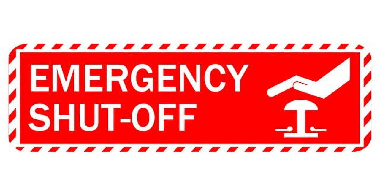 Emergency Shut Off Button Sign For House Door, Plastic Self-Adhesive ...