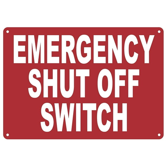 Emergency Shut Off Switch Sign (Aluminium, Reflective, RED 7x10)