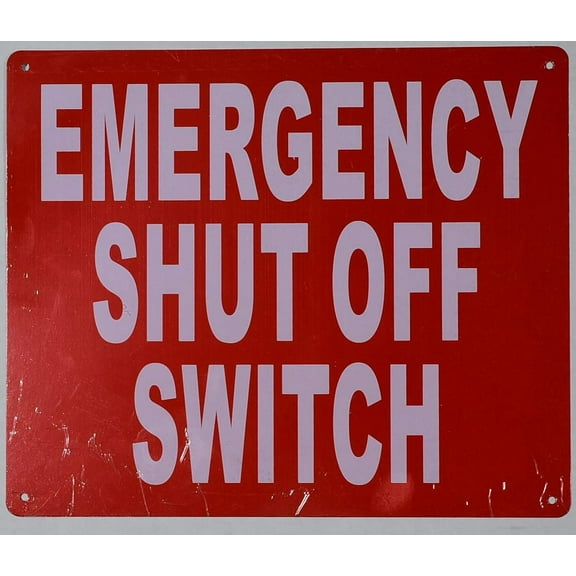 Emergency Shut-Off Switch Sign (red, Reflective,Rust Free Aluminium 10x12) (ref-2201)