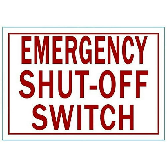 Emergency Shut-Off Switch sign , with double sided tape (3.5 x 5 inch, aluminium!!!)