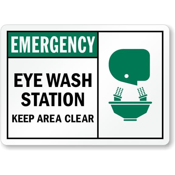 Emergency Sign: Eye Wash Station Keep Area Clear (Type2) Metal Sign 8"x12" – Indoor/Outdoor Use for Home & Office