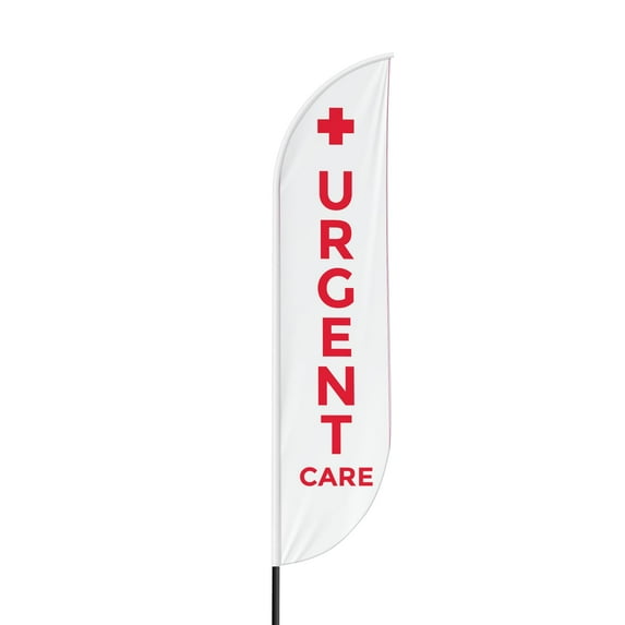 Emergency Sign feather flag for Outdoor by Mavis Print | 11.5 FEET Long Polyester Outdoor Banner Flag | HD Print Swooper I Flag Only to Promote Medicine| Made in USA I Flag Only