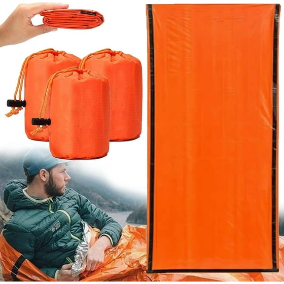 Emergency Sleeping Bag 3 Pack, 84"X36" Waterproof Sierramadre Emergency Durable Sleeping Bags for Survival, Pocket Size Survival Blanket, Thermal Bivy Sack for Outdoor Camping, Hiking