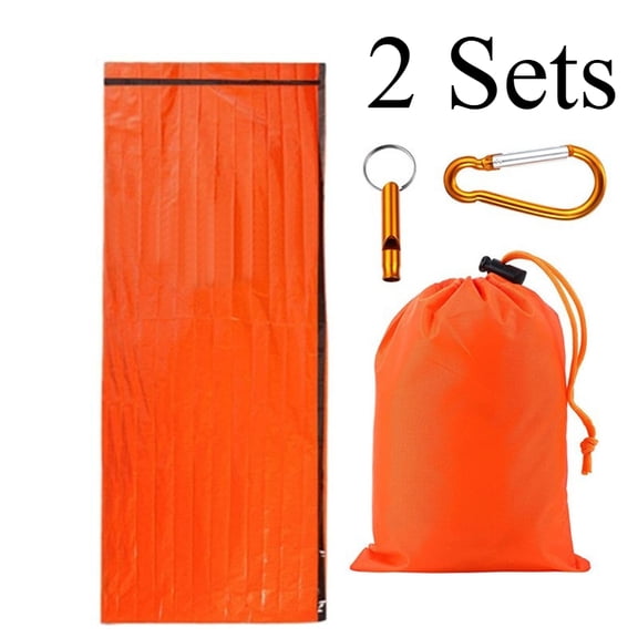 Emergency Sleeping Bag - Portable Emergency Blanket for Survival Gear, Thermal Bivy Sack with D-Type Buckle, Waterproof & Lightweight for Camping, Hiking, Outdoor (2 Pack)