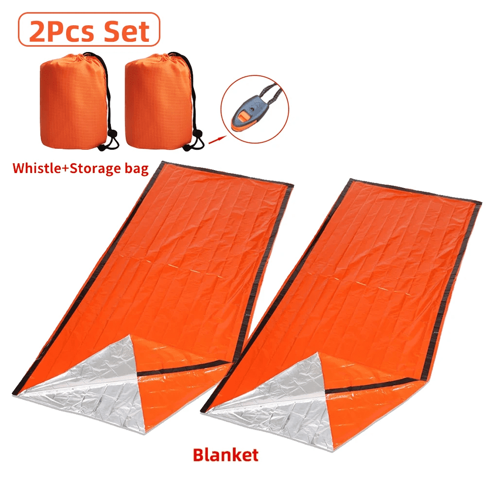 Emergency Sleeping Bag Survival Bag 2 Pack Survival Sleeping Bag Emergency Sleeping Bags Emergency Bivy Sack Portable Emergency Blanket Survival Gear Emergency Bivvy Thermal Sleeping Bag Camping