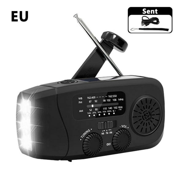 Emergency Solar Crank Radio AM FM NOAA Weather Alert with LED Flashlight SOS Flash Mode Portable Power Bank for Outdoor Survival Camping