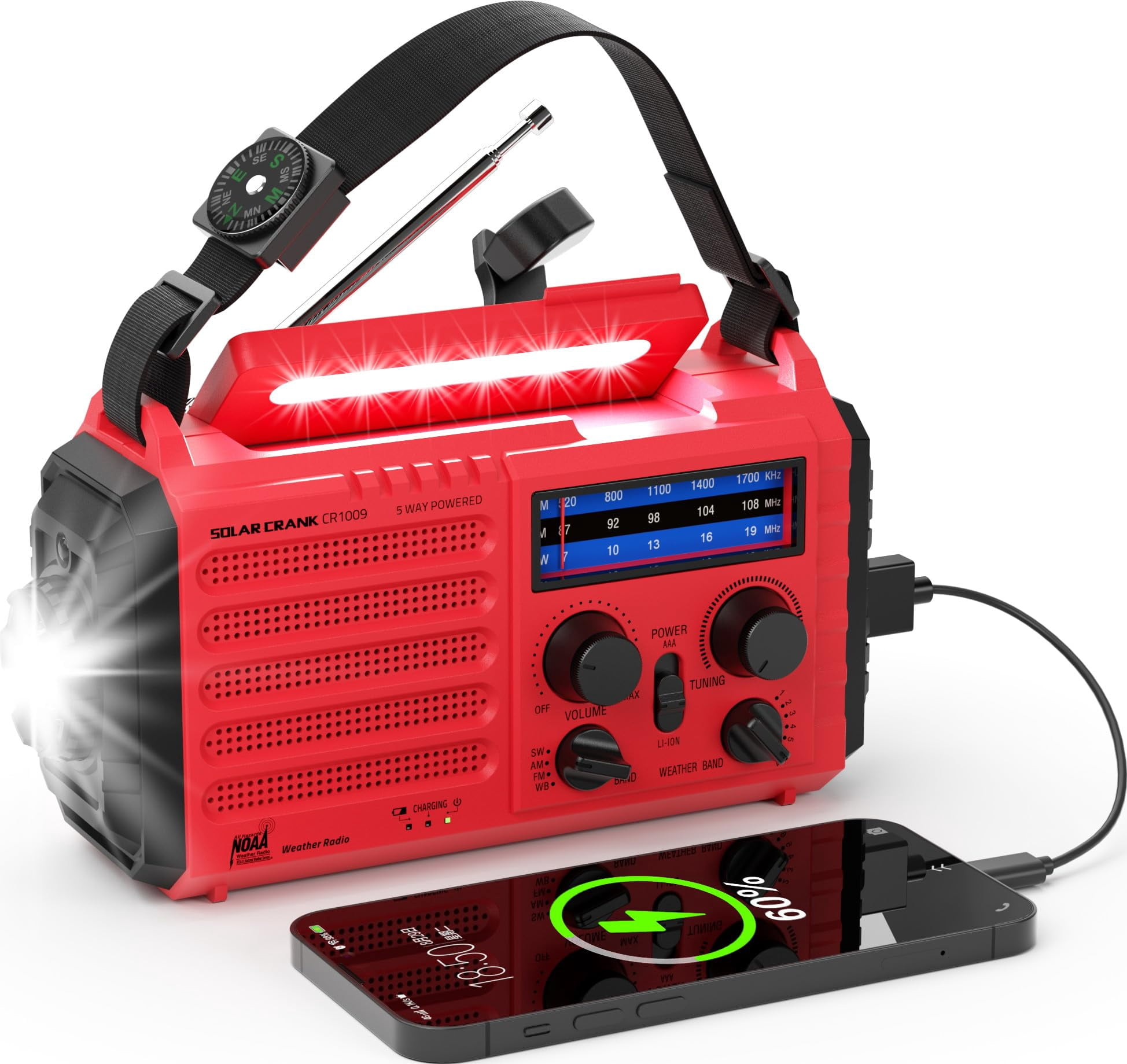 Emergency Solar Hand Crank Radio  Am/fm/sw Noaa Weather Alert Flashlight Reading Lamp Sos Alarm For Home Outdoor Hurricane