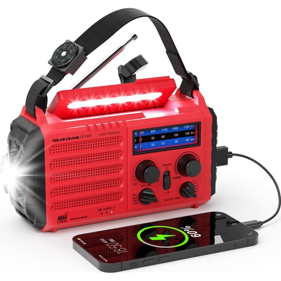 Emergency Solar Hand Crank Radio Am/fm/sw Noaa Weather Alert Flashlight Reading Lamp Sos Alarm For Home Outdoor Hurricane
