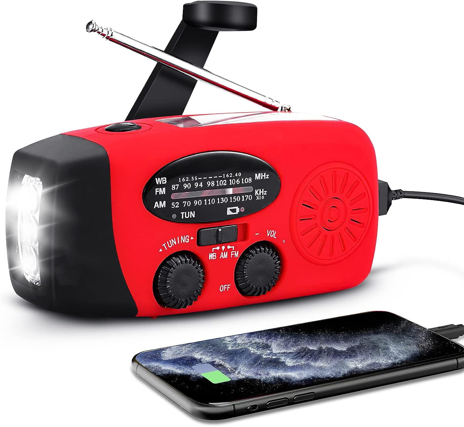 Emergency Solar Radio, 2000mAh Solar Wind Up Radio FM/AM/NOAA Hand