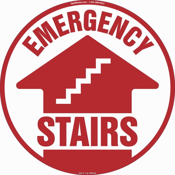 Emergency Stairs Non-Slip Floor Marker | 16" Circle Vinyl Decal | Protect Your Business, Work Place & Customers | Made in The USA