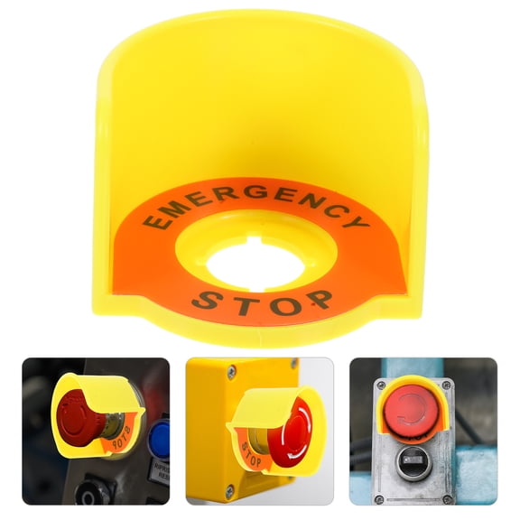 Amosfun Emergency Stop Button Protective Cover with Clear Warning Sign for Safety