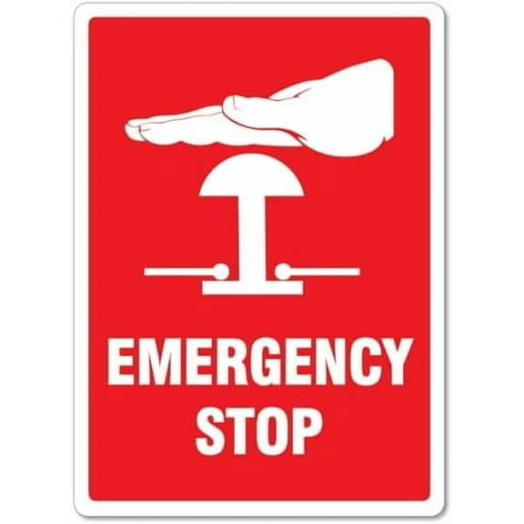 Emergency Stop Button Sign Site Safety Signs Metal Tin Sign 8x12 Inch Clear Warning for Home & Busines