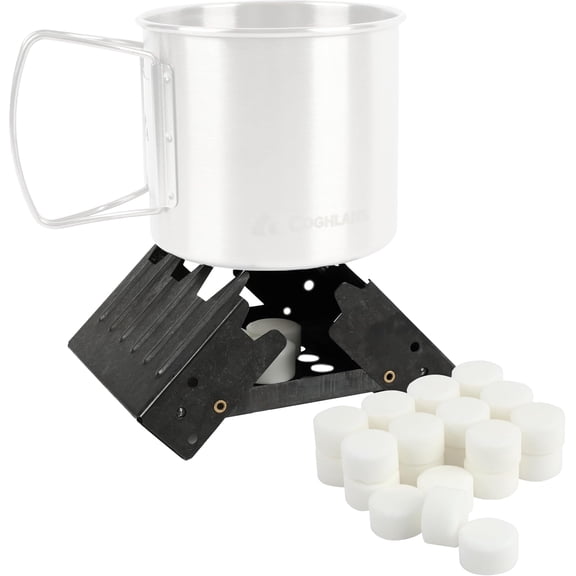 Emergency Stove - Lightweight, Portable Camping Stove for Backpacking, Survival, and Outdoor Cooking - Foldable Design with 24 Fuel Tablets Included (Compact for Travel and Storage)