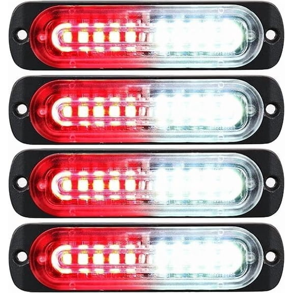 Emergency Strobe Lights, LED Ultra Slim Strobe 4.4-Inch 4Pack 10LED Strobe Warning Light 12V/24V Strobe Lights for Truck Off Road Vehicle ATVs Motorcycles