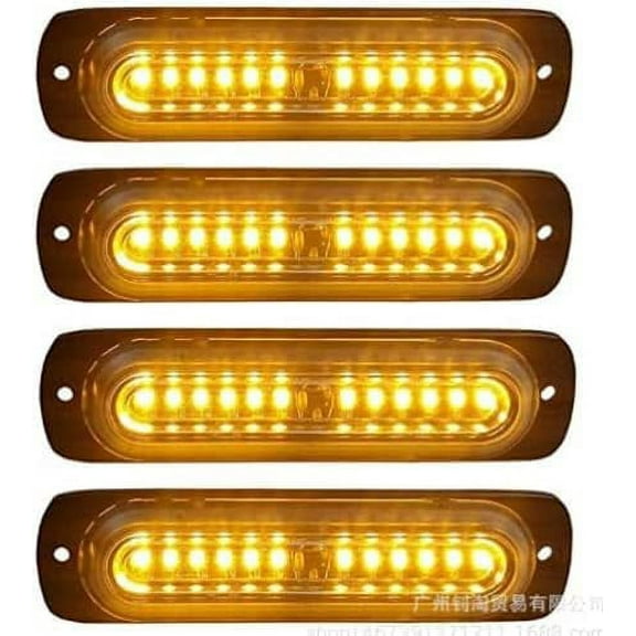 Emergency Strobe Lights, LED Ultra Slim Strobe 4.4-Inch 4Pack 12LED Strobe Warning Light 12V/24V Strobe Lights for Truck Off Road Vehicle ATVs Motorcycles