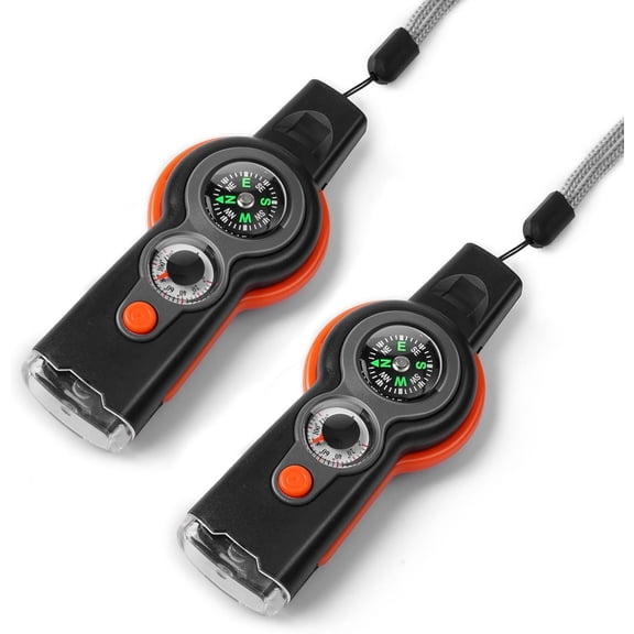 Emergency Survival Function Whistle, Outdoor Multifunctional Tool Safety Whistle with Lanyard, Ideal for Kayaking, Boating, Hiking, Camping, Climbing, Hunting,Rescue Signaling
