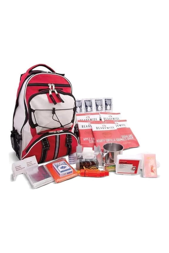 Emergency Survival Gear  Military Backpack, Camping Bug Out Bag & Survival Kit, Prepper & Supplies, Meal Pouches with up to 25 Year Shelf Life, 64 Piece