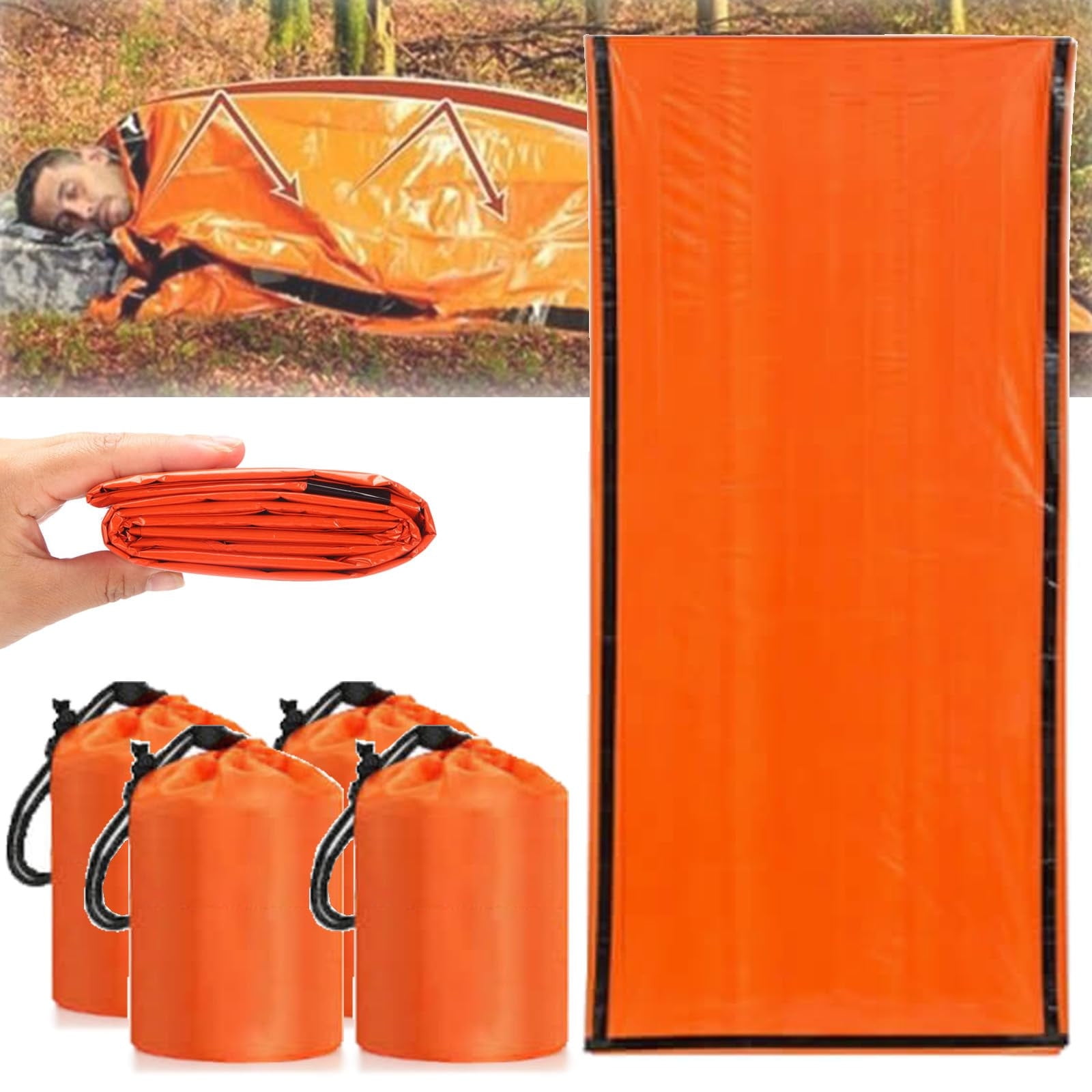 Emergency Survival Sleeping Bag Portable Bivy Sack Waterproof for Camping, Hiking, Outdoor Activities Lightweight Compact Blanket for Travel