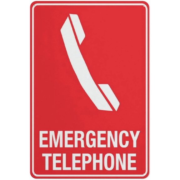 Emergency Telephone Red Sign 8"x12" Inch Metal Sign, Rustproof Aluminum, Multicolor
