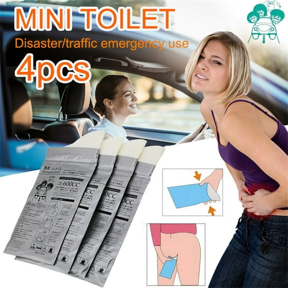Emergency Urine & Vomit Bag Disposable Portable Travel Urinal | Leakproof -Absorbent | Unisex | 4 Pack | Odorless Nonwoven | 700ml Capacity | Car, Camping, Motion Sickness, Hiking Use