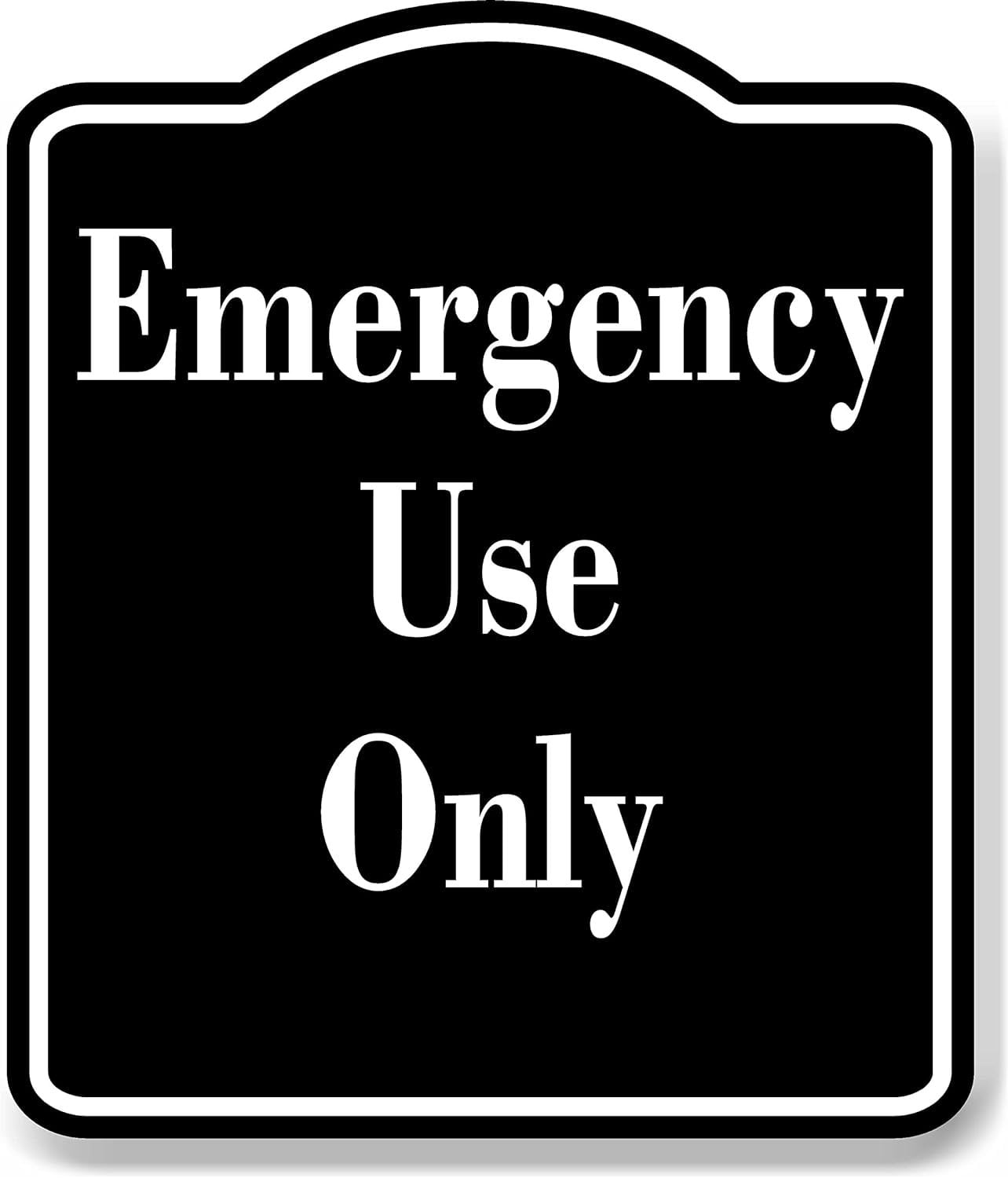 Emergency Use Only OSHA BLACK Aluminum Composite Sign, 8.5