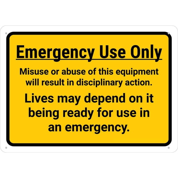 Emergency Use Only Sign Warning Tin Sign Home Kitchen Farm Garden Garage Wall Decor Size: 12 x 16 inch