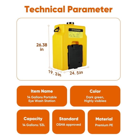 () Emergency Wall Mounted Eye Washing Unit Include a Emergency Sign Heavy Duty,Yellow