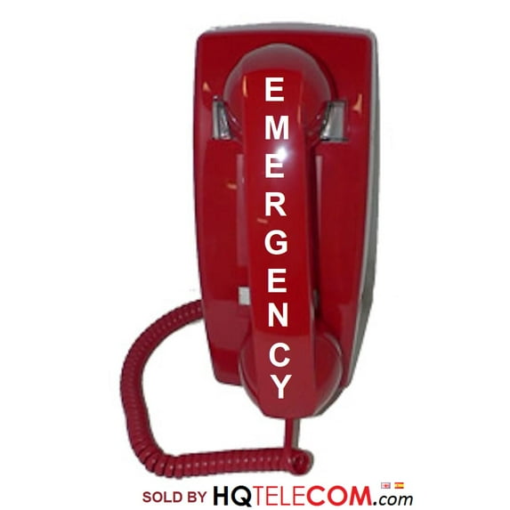 Emergency Wall Telephone Pre-programmed to Auto Dial 911 - RED