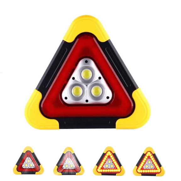 Emergency Warning Triangle LED Lights Solar Charging 5 Mode Road Side Light for Cars Safety