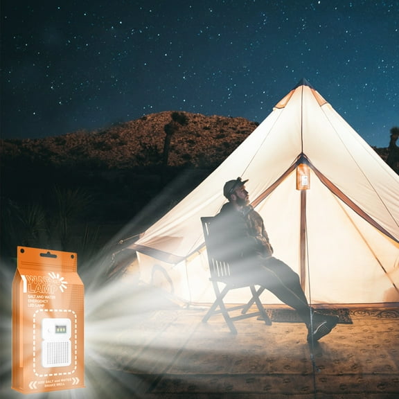 Emergency Water Lamp, ZzCityTK Portable Outdoor Camping Light LED, 140-Hour Sustainable Use No Battery Rechargeable Water-Activated Light for Hiking Fishing, Orange