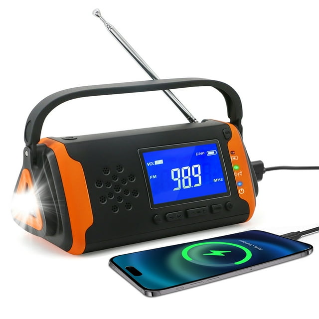 Emergency Weather Alert Radio 4000mAh, Portable, Solar Powered, Hand
