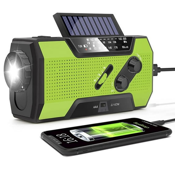 Emergency Weather Radio, 5000mAh Solar Hand Crank USB Charging Portable AM/FM/NOAA Radio, SOS Alarm & Flashlight for Indoor/Outdoor Emergencies