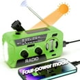 thumbnail image 1 of Emergency Weather Radio - AM/FM/NOAA Hand Crank Radio , 2000mAh Portable Solar Power Bank, Multi-Function Flashlight & SOS Alarm for Outdoor Indoor Emergencies (Green), 1 of 7