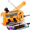 thumbnail image 1 of Emergency Weather Radio - AM/FM/NOAA Hand Crank Radio , 2000mAh Portable Solar Power Bank, Multi-Function Flashlight & SOS Alarm for Outdoor Indoor Emergencies (Orange), 1 of 9