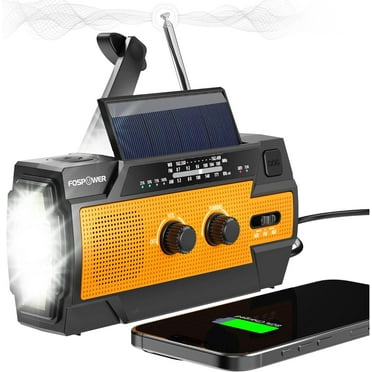 Emergency Weather Radio (Model A3) NOAA/AM/FM with 14800mWh Portable Power Bank, USB/Solar/Hand Crank Charging, Battery Operated, SOS Alarm & Flashlight for Indoor/Outdoor Emergencies
