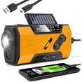 thumbnail image 1 of Emergency Weather Radio NOAA/AM/FM with 7400mWh Portable Power Bank, USB/Solar/Hand Crank Charging, Battery Operated, SOS Alarm & Flashlight for Indoor/Outdoor Emergencies,Orange, 1 of 7