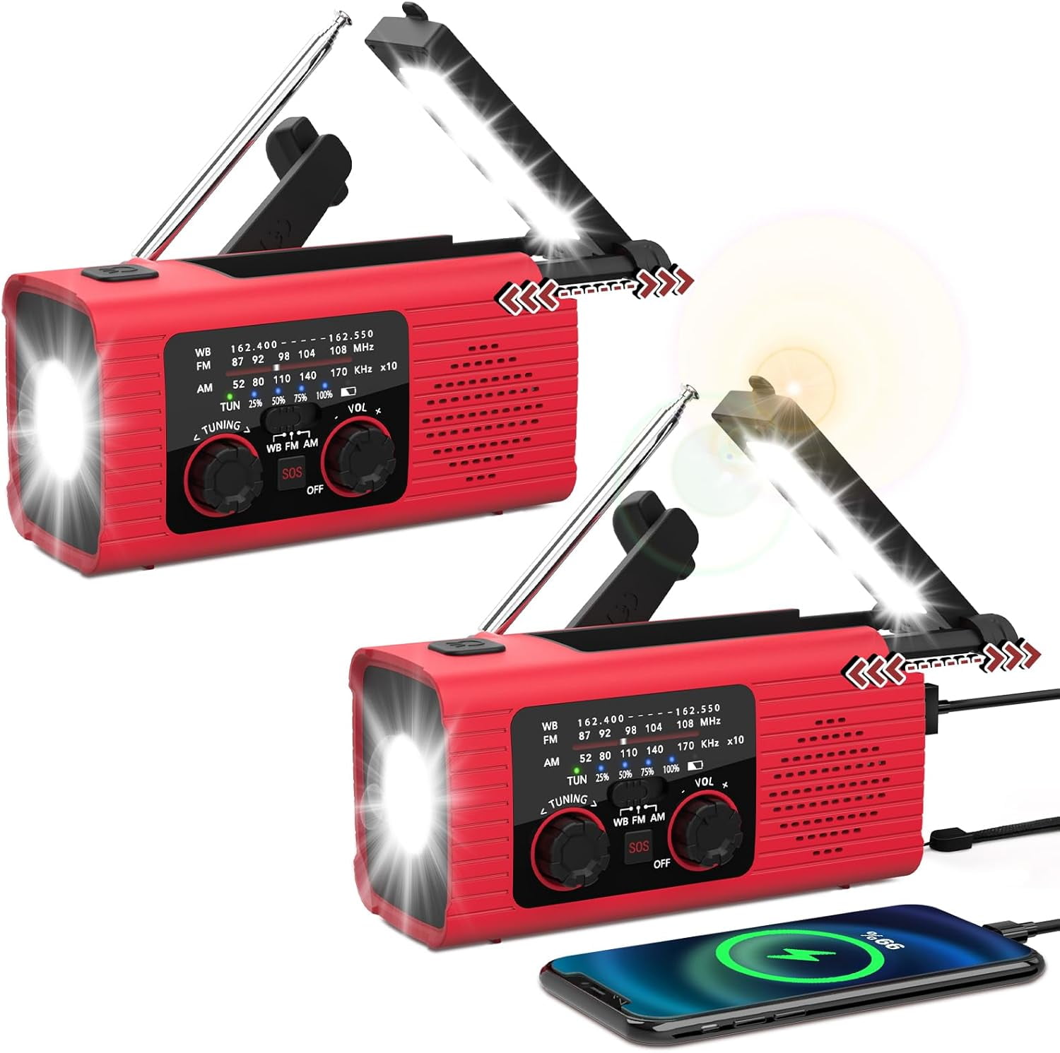 Emergency Weather Radio NOAA AM FM WB with 4000mAh Rechargeable Radio ...