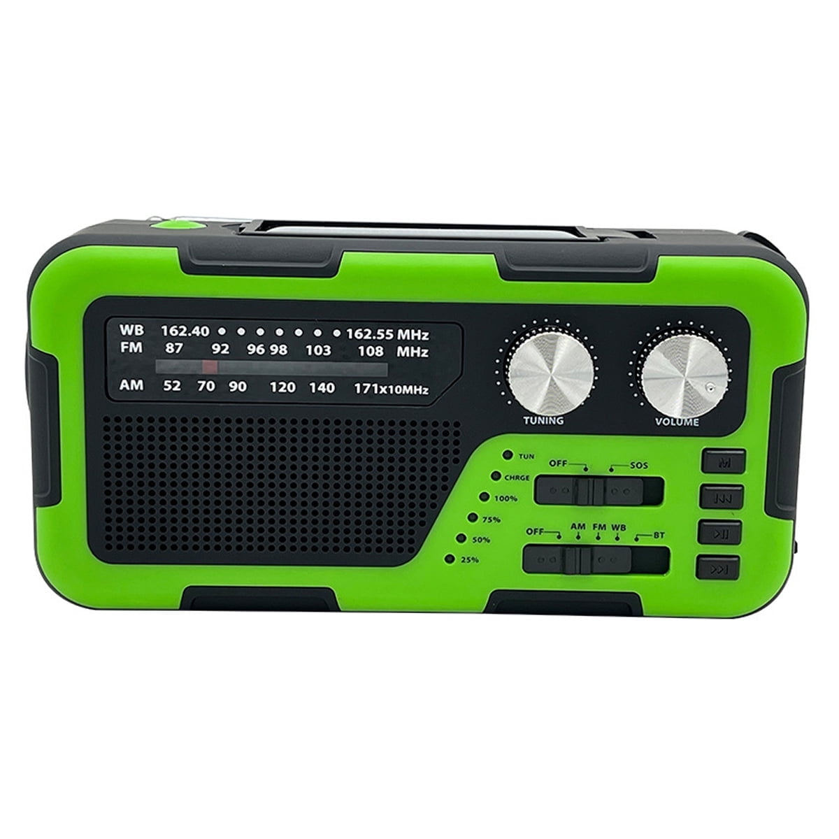 Emergency Weather Radio Portable with Solar Charging, Hand Crank, AM/FM/NOAA Weather Radio - green
